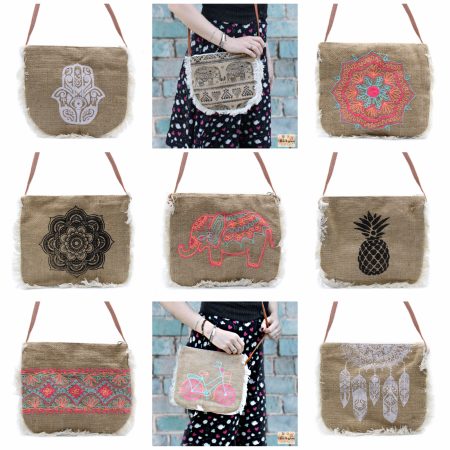 Embroidered and screen printed Fringe bag