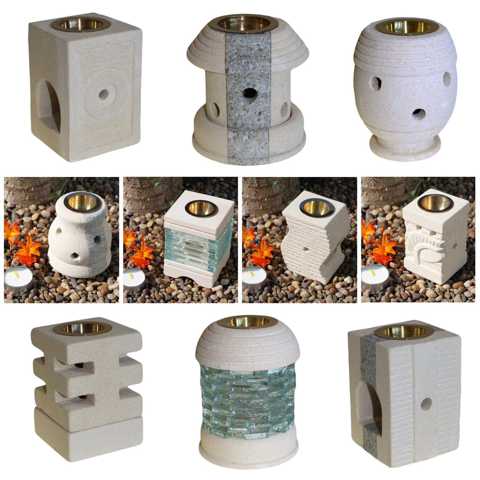 Sandstone oil burner in assorted designs
