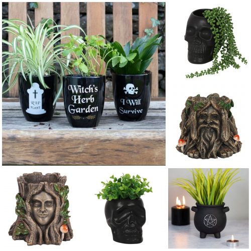Black Ceramic Gothic Plant Pots
