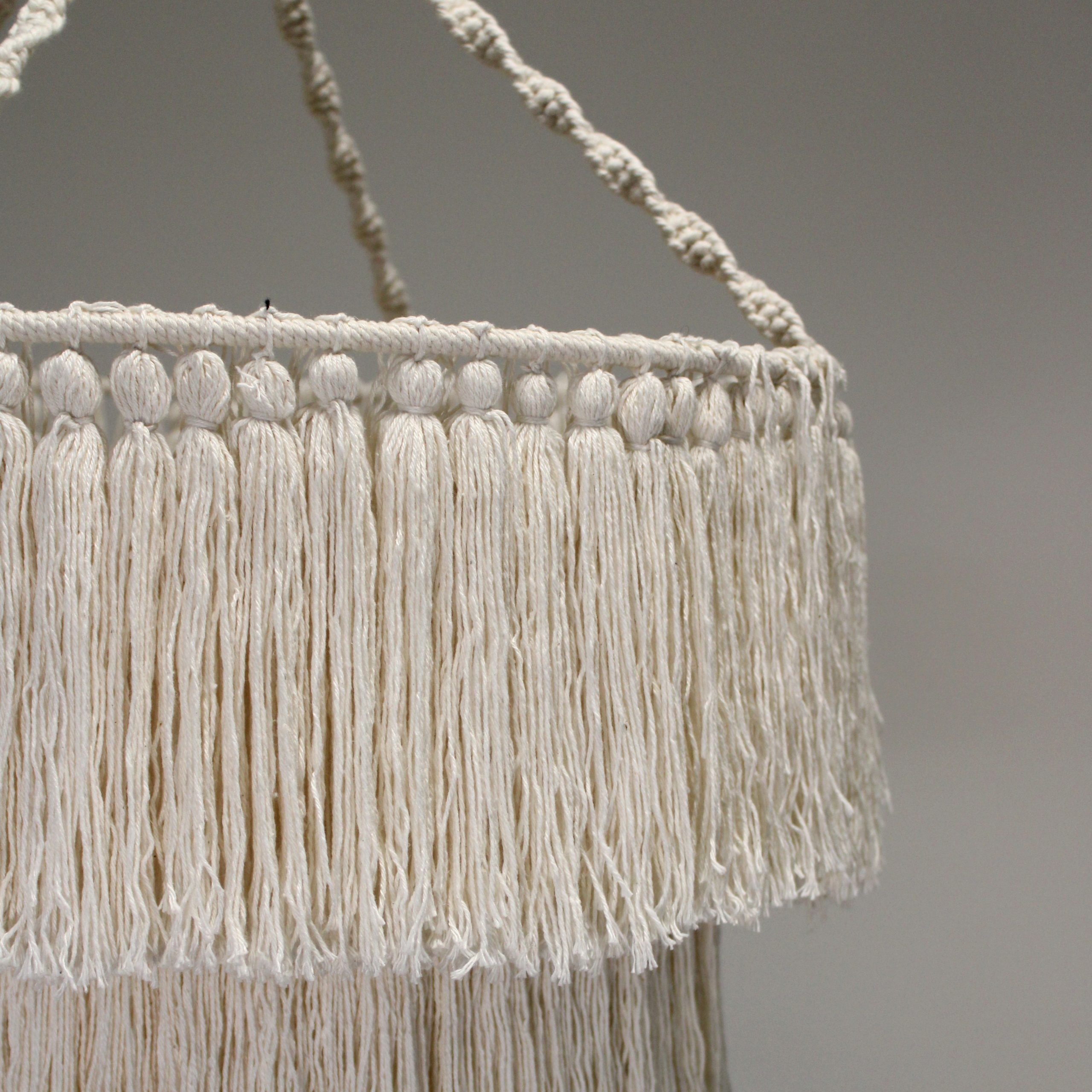 Boho Macrame Lampshades Chandelier - Image 2