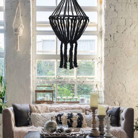 Large macrame chandelier drop lampshade