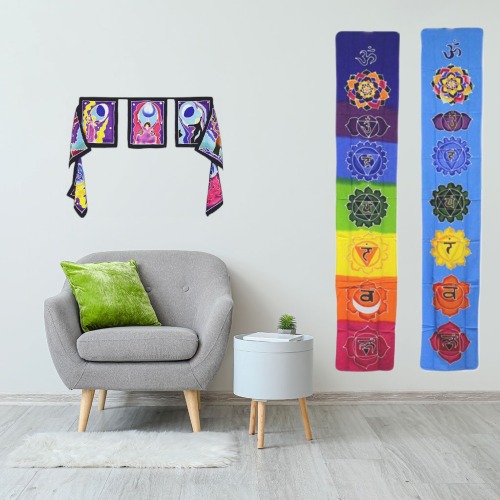 2 rainbow chakra wall banner and flag bunting