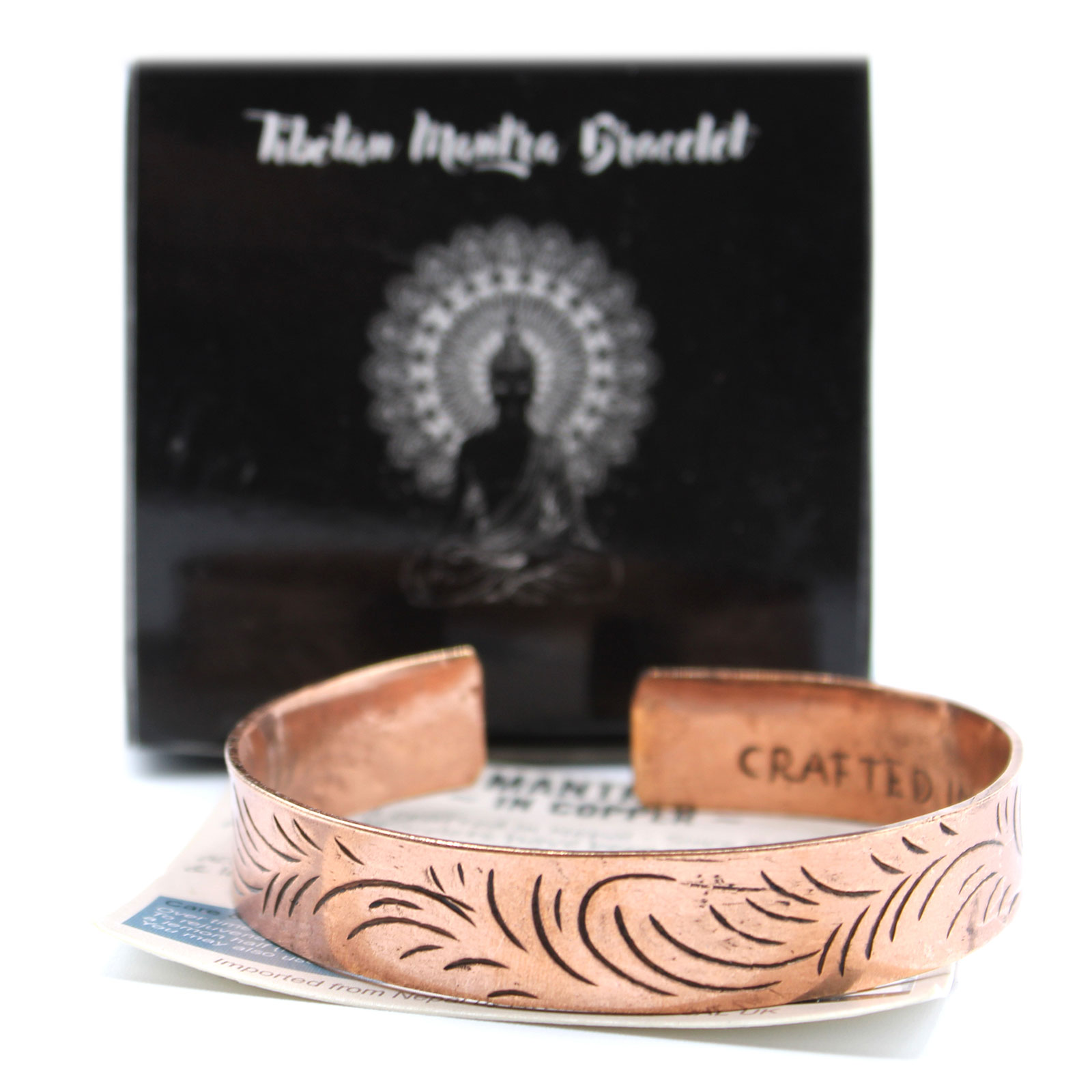 Tibetan Mantra Bracelet - Copper and Brass Cuffs - Image 2