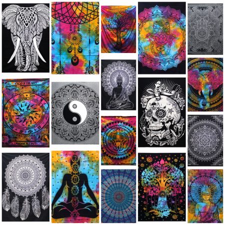 cotton bedspreads and wall hangings